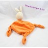 Doudou rabbit flat CARREBLANC square white orange wink node 39 cm