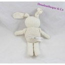Doudou lapin NATURES PUREST Pure Love pull blanc 27 cm