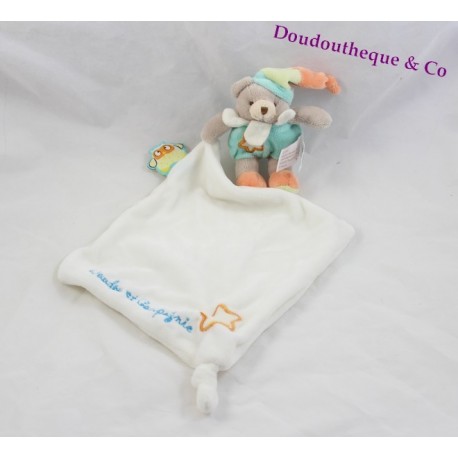Doudou lapin marionnette plat bleu tatoo fleurs Doudou et Compagnie Doudou lapin marionnette plat bleu tatoo fleurs Doudou et Compagnie
