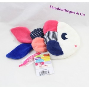 Doudou Plattfisch an die gleichen 24 cm rosa-weiß blau DPAM