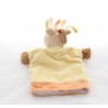 Doudou marionnette poney KIABI bébé poney jaune orange marron 22 cm