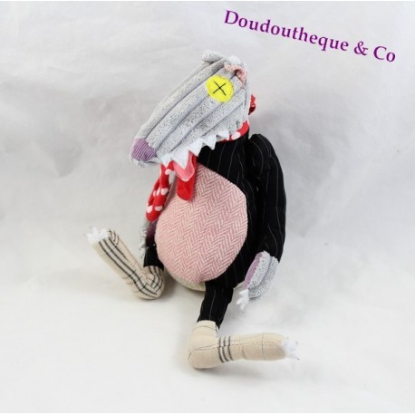 Peluche Bigbos le loup LES DEGLINGOS cravatte bleu 30 cm assis Peluche Bigbos le loup LES DEGLINGOS cravatte bleu 30 cm assis