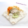 Teddy bear comforter DOUDOU ET COMPAGNIE green petals orange hat
