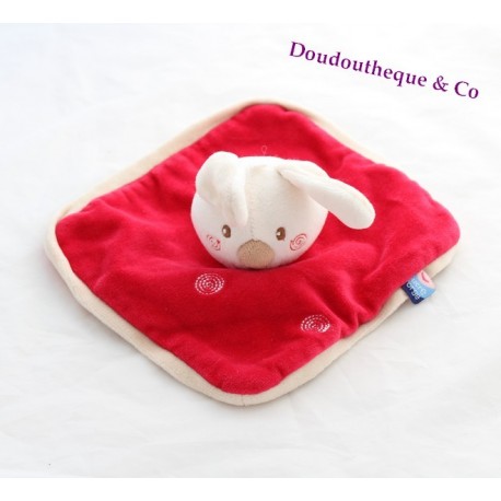 Doudou flach Hase Gerstenzucker rot Quadrat Spiralen 18 cm