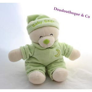 Doudou peluche Ours vert Baby Bear GIPSY 26 cm lune  	