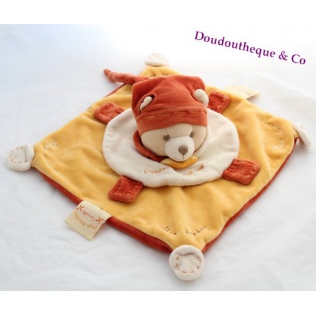 Doudou plat Ours Cannelle DOUDOU ET COMPAGNIE collector orange 26 cm