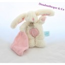 Doudou conejo BEBÉ NAT' Abrazos blancos rosa cruz vientre 18 cm