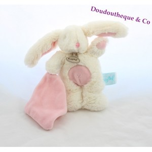 Doudou rabbit BABY NAT' Hugs white pink cross belly 18 cm