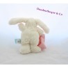 Coniglio Doudou BABY NAT' Abbraccia la pancia a croce rosa bianca 18 cm