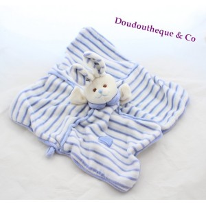 Doudou Lapin BUKOWSKI Robe Rayé Rose Et Couronne Fleurs Sur La Tête