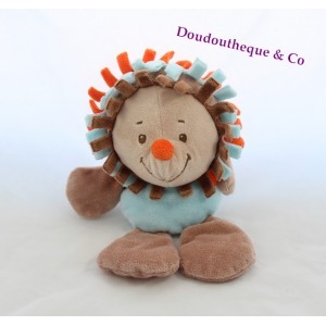 Doudou semi plat hérisson NATTOU Little Garden marron orange bleu 24 cm