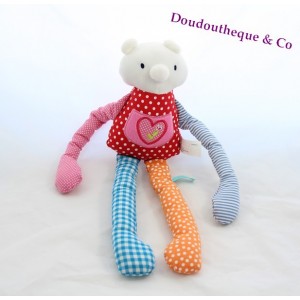 Doudou ours HEMA multicolore rayures pois carreaux