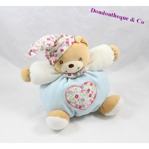 Doudou boule lapin KALOO Liberty fleurs oiseau 17 cm