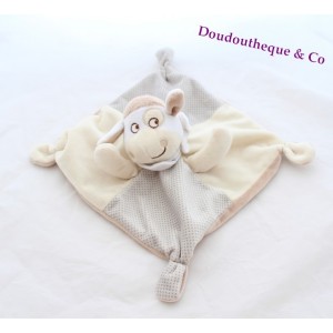 Schaf flach Doudou Worte von Kindern LECLERC Beige Creme Erbsen 25 cm