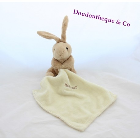 Doudou lapin BABY NAT' avec doudou mouchoir blanc 16 cm