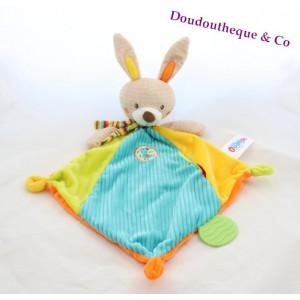 Flaches Kaninchen Kuscheltier OUATOO LOGITOYS orange blau grün Diamant 44 cm
