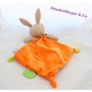 Doudou conejo plana OUATOO amor naranja azul verde rombo 44 cm