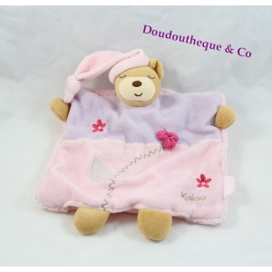 Doudou Ours plat Lillirose KALOO violet et rose fleur