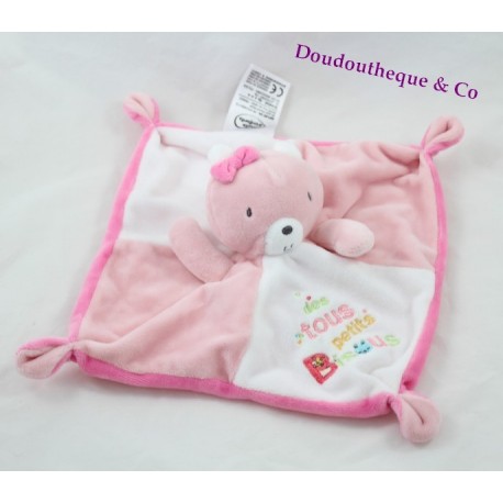 Doudou Flachbär CHILDREN'S WORDS rosa der sehr kleinen Küsse 20 cm