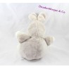 Doudou boule ours AUCHAN déguisé en lapin beige blanc taupe 24 cm