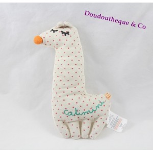 Doudou Giraffe CATIMINI beige Erbse rote Nase orange 19 cm