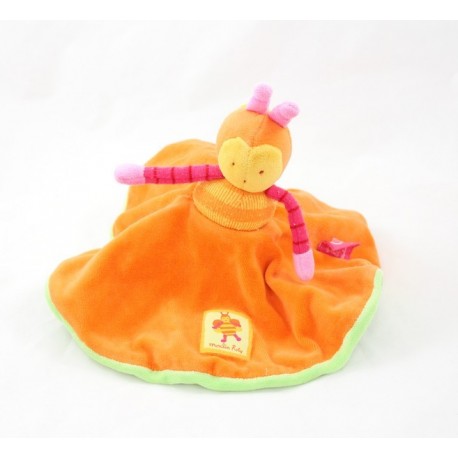 Doudou Abeille Louna MOULIN ROTY orange und grün reversible Cache Cover