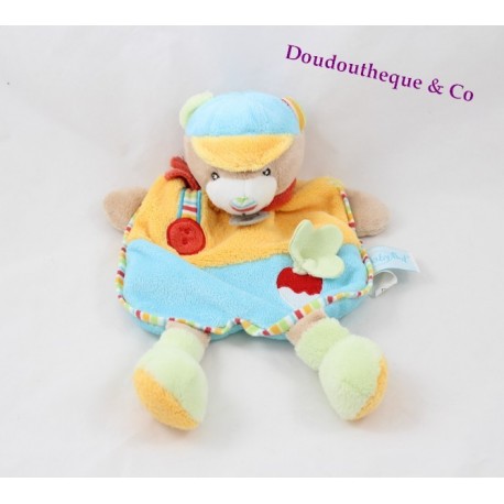 Doudou Ours plat funny marron billes microbilles BABY NAT' Doudou Ours plat funny marron billes microbilles BABY NAT'