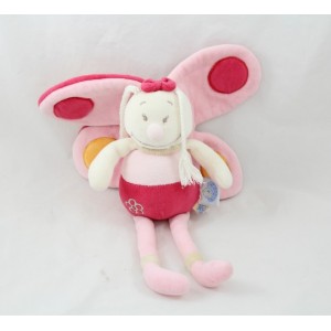 Doudou plat MINNIE BABY Rose 4 nœuds 20x20cm