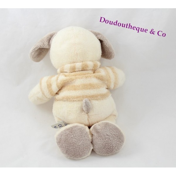 THE PLUSHIES COLLECTION BY LOMBOK dog plush beige sweater striped 2...