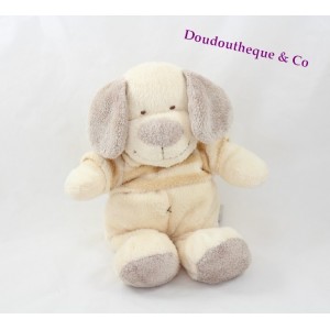 Peluche chien THE PLUSHIES COLLECTION BY LOMBOK beige pull rayé 28 cm