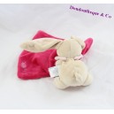 Doudou rabbit BABY NAT' fushia pink handkerchief luminescent stars shines in the dark 