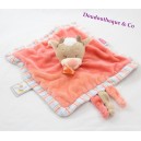 Doudou flat cow NATTOU pink zamis bee butterfly striped edges 25 cm