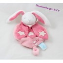 Doudou conejo plano BABY NAT' La estrella rosa luminiscente brilla en negro 23 cm