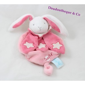 Doudou conejo plano BABY NAT' La estrella rosa luminiscente brilla en negro 23 cm