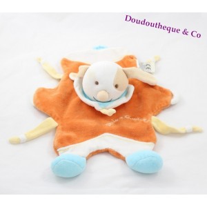 Doudou flat Hector dog DOUDOU AND COMPANY cocard brown puppet orange blue