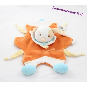 Doudou flat Hector Hund DOUDOU AND COMPANY cocard braune Puppe orange blau