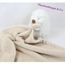 Doudou mouchoir hérisson PRIMARK EARLY DAYS blanc marron 44 cm
