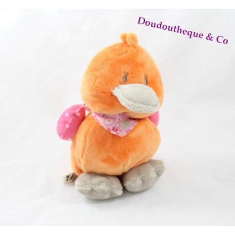 Doudou Ours Plat Orange Et Rayé Multicolore Noukie's Doudou Ours Plat Orange Et Rayé Multicolore Noukie's
