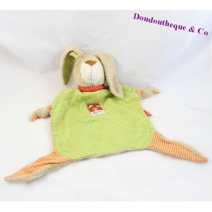 Doudou plat lapin SIGIKID vert orange 25 cm