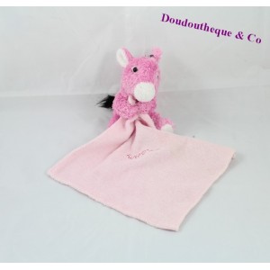 Doudou mouchoir âne CORSICA rose 12 cm