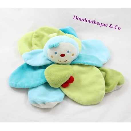 Doudou flacher Schmetterling BABYSUN Diabolos blauer grüner Marienkäfer 30 cm