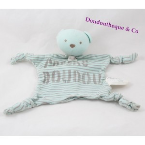 Doudou lapin PETIT BATEAU collection Milleraies bleu et blanc