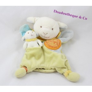 Doudou Puppe Simon Schafe DOUDOU UND COMPAGNIE mit Baby blau grün