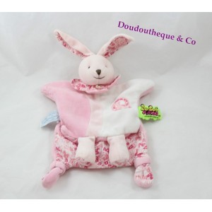 Kaninchenpuppe Kuscheltier DOUDOU ET COMPAGNIE Tatoo rosa Spiralblumen