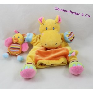 Doudou Hippopotame NICOTOY marron beige assis 18 cm