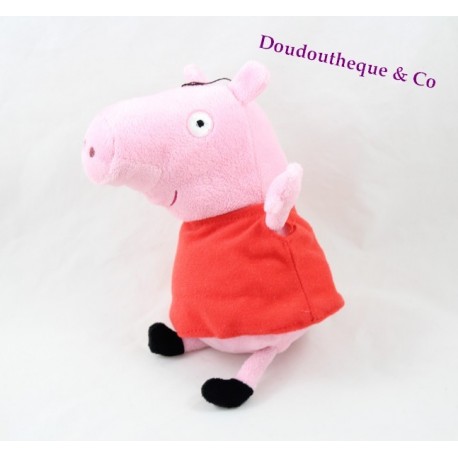 Peluche Peppa Pig PLAY BY PLAY cochon rose robe rouge 27 cm