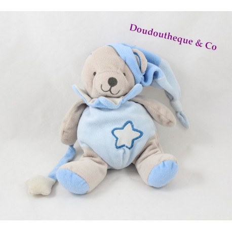 Doudou Chien Ours orange étoile BABY NAT luminiscent phosphorescent