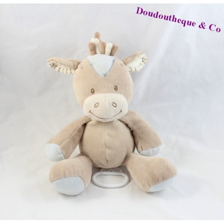 Doudou musical Lapin Rigolo Nattou Jollymex Rose Beige 14 cm boite à musique