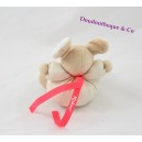 Mini doudou souris KALOO Winter Folies beige rose fluo 13 cm