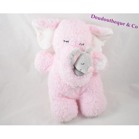 Peluche Elephant rose KIMBALOO souris grise 29 cm